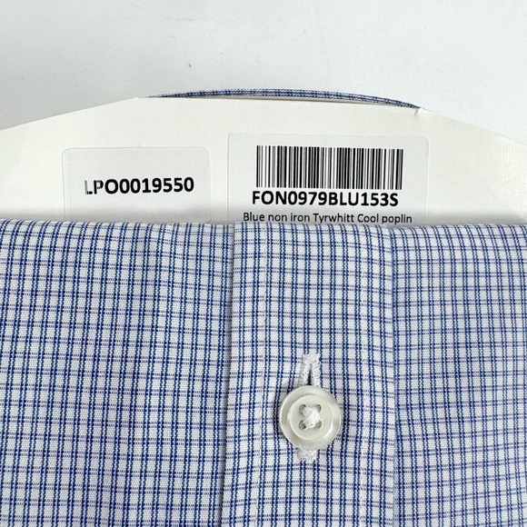 NWT Charles Tyrwhitt Dress Shirt Blue Micro Check Classic Fit Non-Iron Men S - Picture 6 of 7